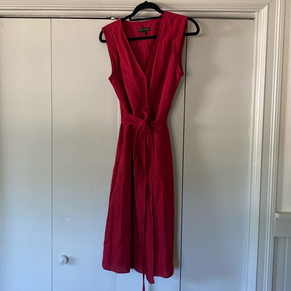 Banana Republic Red Linen Wrap Dress - Picture 2 of 6